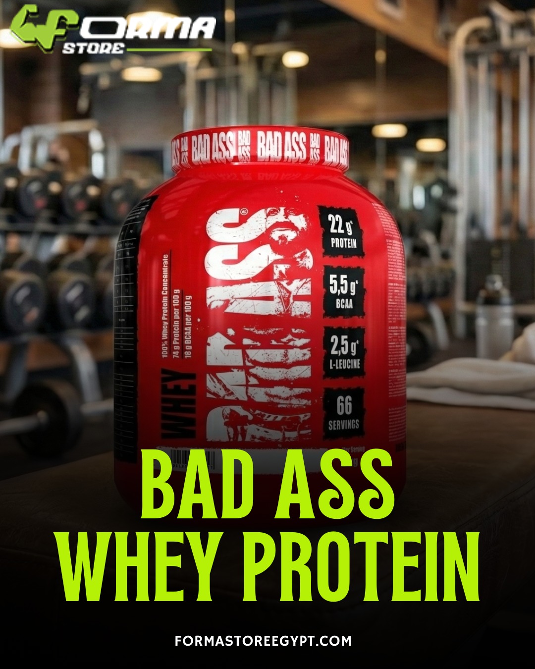 BAD ASS Whey Protein 2 kg | 66 Servings | Whey Protein Concentrate - Forma Store Egypt